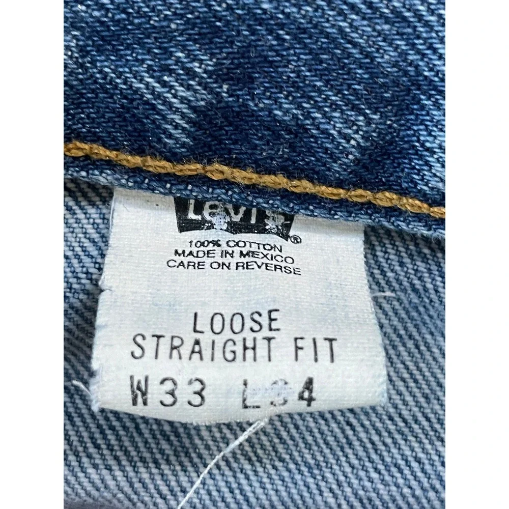 Levi's Mens 33x34 Loose Straight Fit Jeans Blue 569 Medium Wash 90s Vintage
